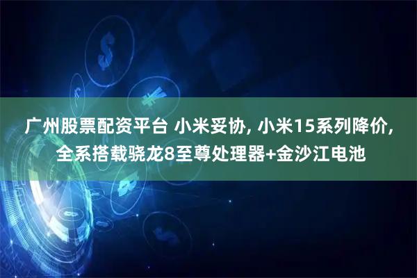广州股票配资平台 小米妥协, 小米15系列降价, 全系搭载骁龙8至尊处理器+金沙江电池